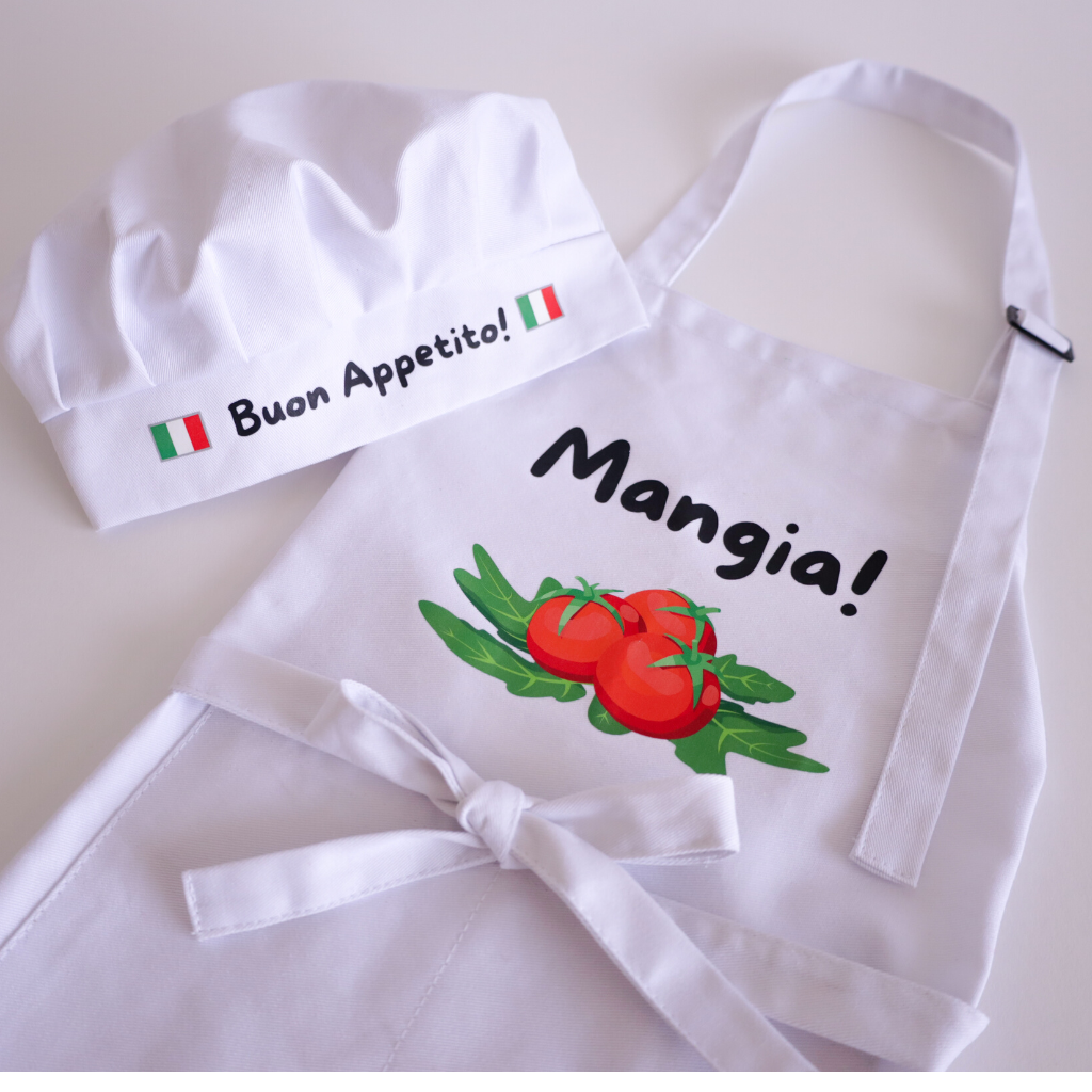 "Mangia" Chef's Apron and hat for children