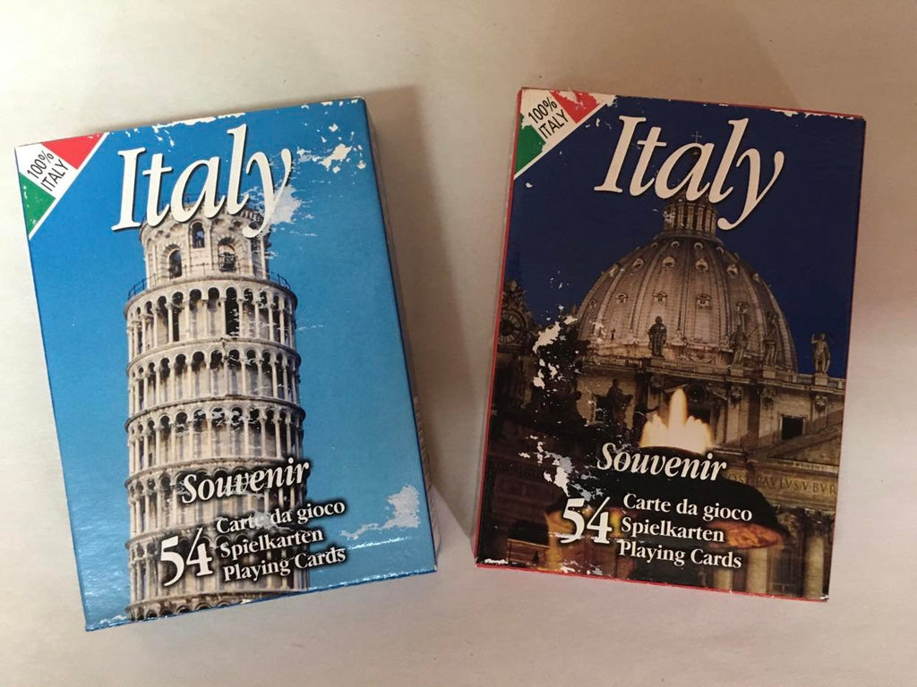 Two decks of Italy Souvenir Playing Cards (shop-worn outer boxes)