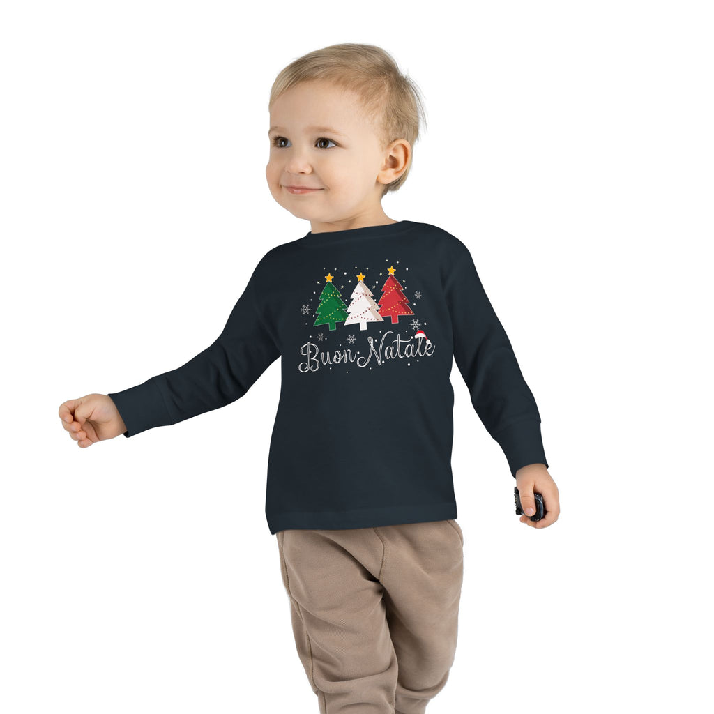 Tri Colored Xmas Trees -Toddler Long Sleeve Tee-Shirt