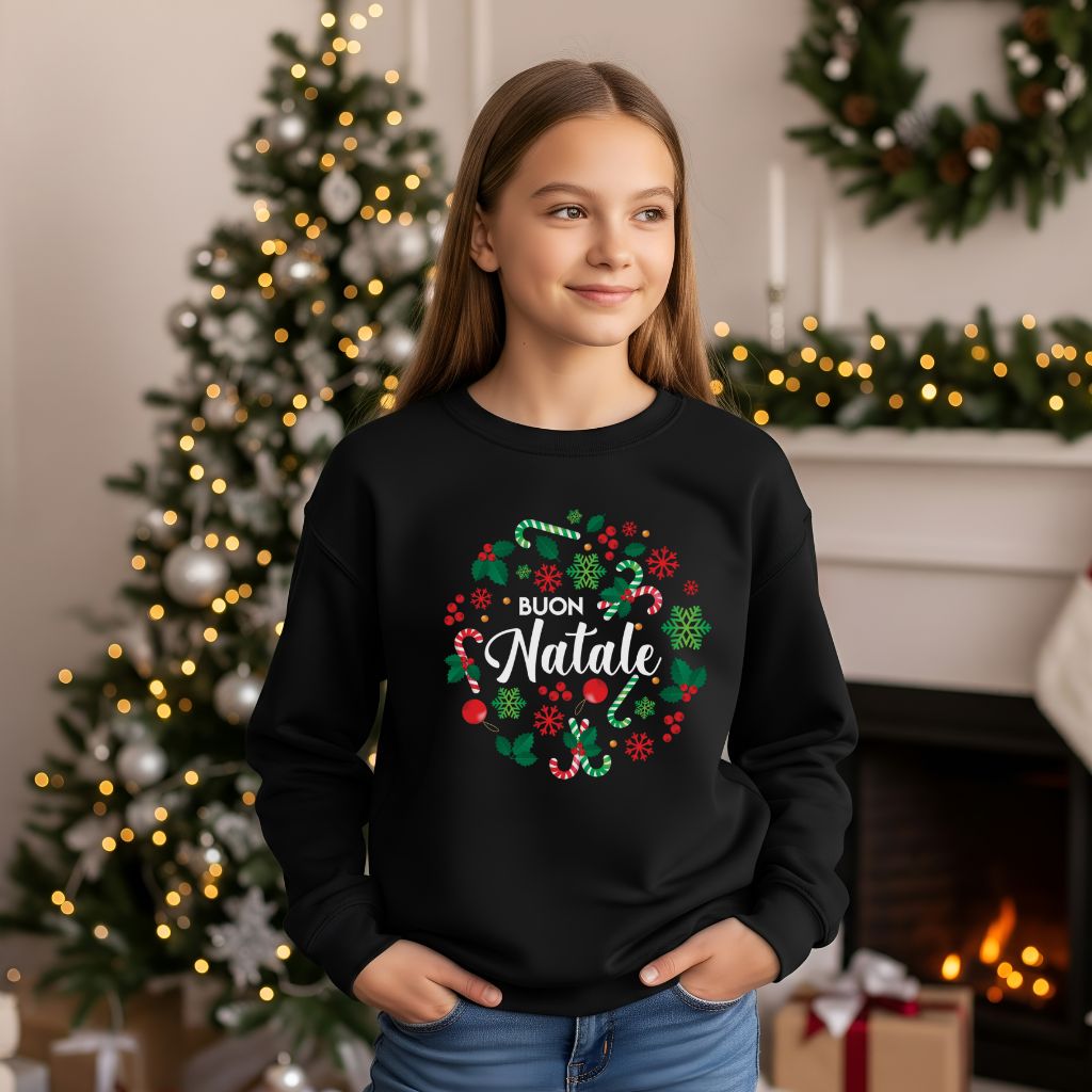 Buon natale Christmas Wreath  - Youth Sweatshirt