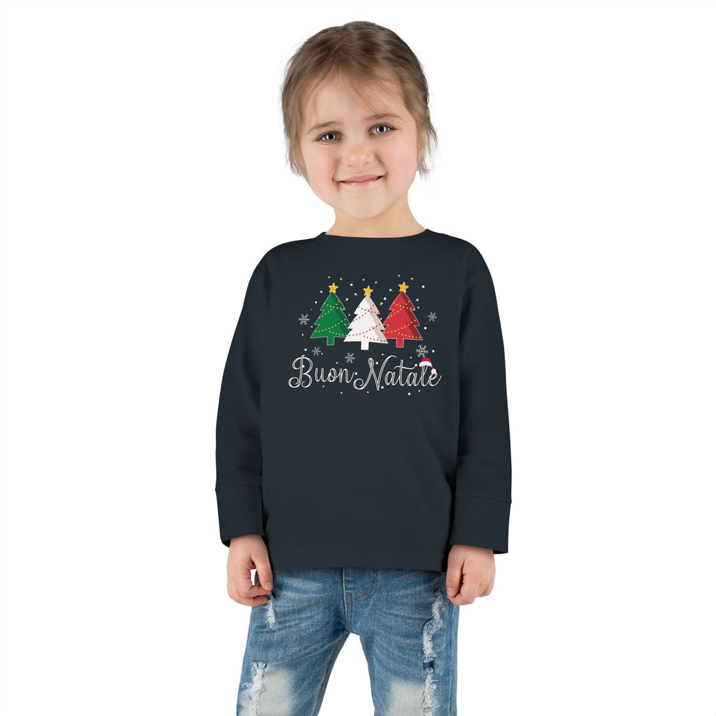 Tri Colored Xmas Trees -Toddler Long Sleeve Tee-Shirt