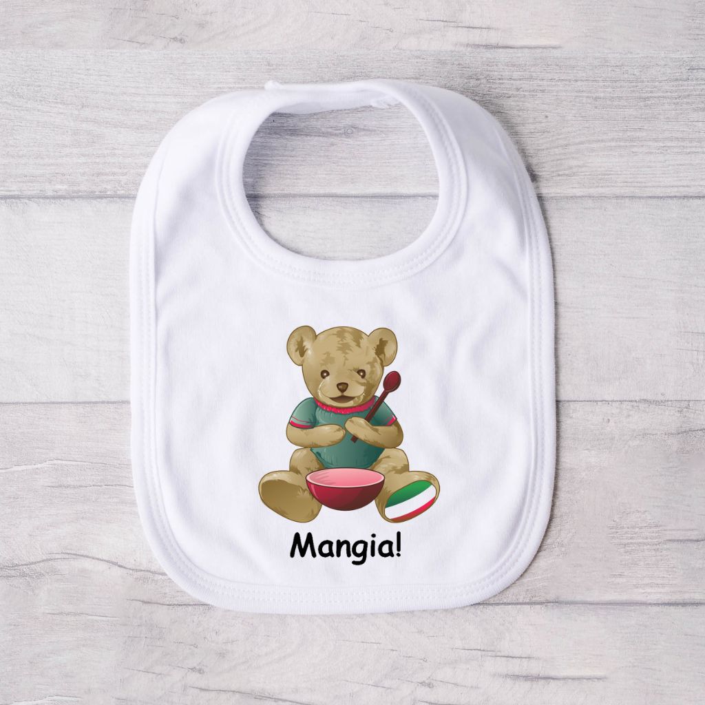 Giovanni Bear Baby Bib "Mangia"