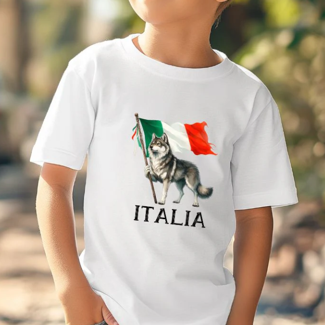 Wolf and Italian Flag Youth Tshirt