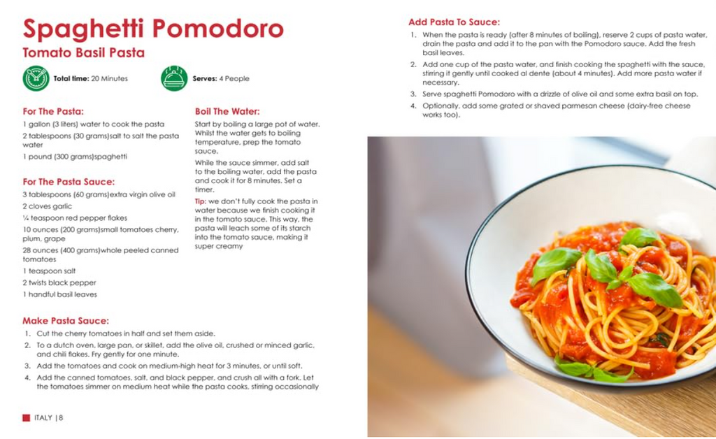 ITALY, Recipes, Flavors & Traditions -Kid's in the Kitchen-For ages 9+