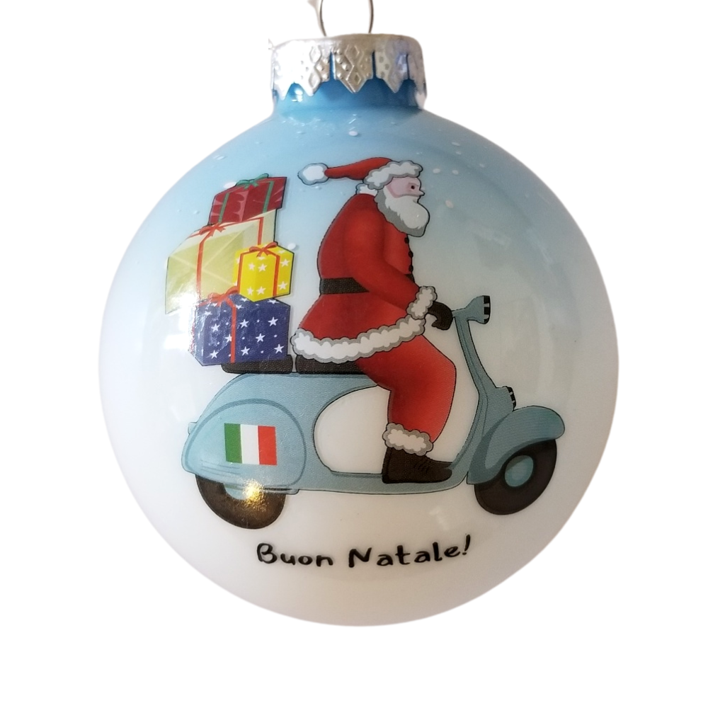 Santa on a Vespa ornament