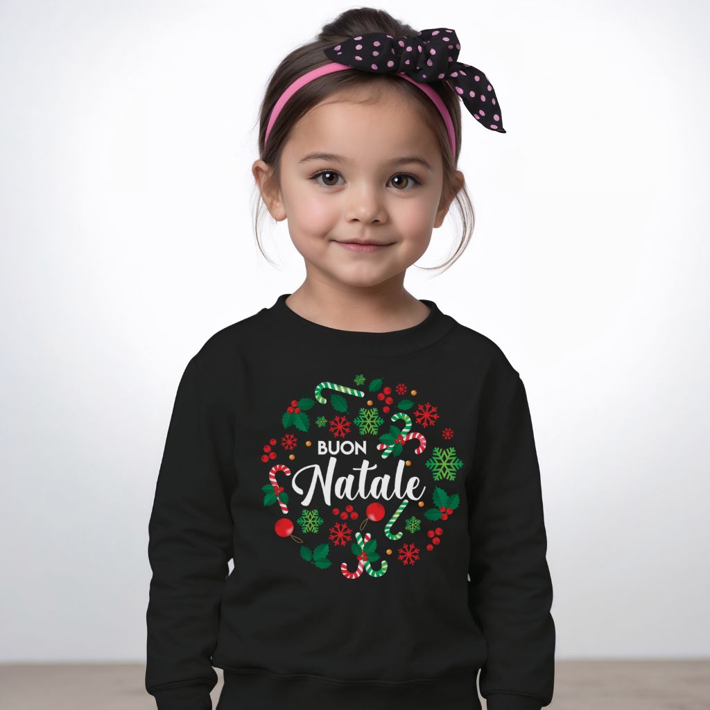 Buon Natale Wreath -Toddler Long Sleeve Tee-Shirt