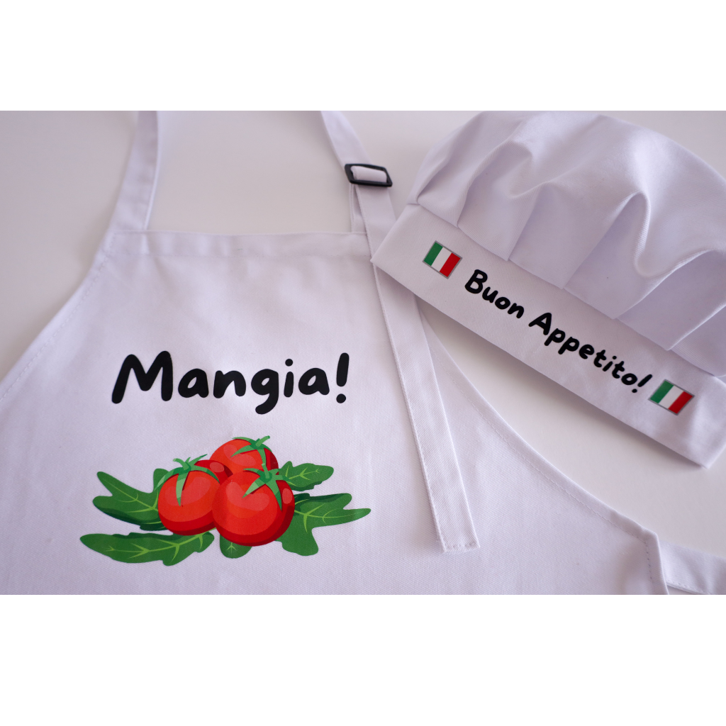 "Mangia" Chef's Apron and hat for children