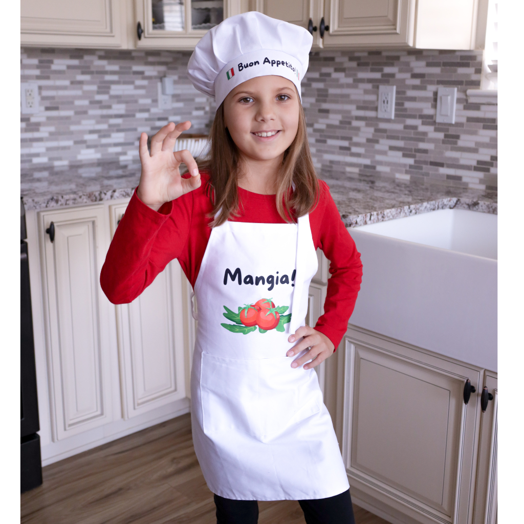 "Mangia" Chef's Apron and hat for children