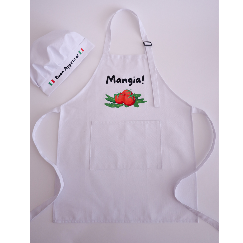 "Mangia" Chef's Apron and hat for children