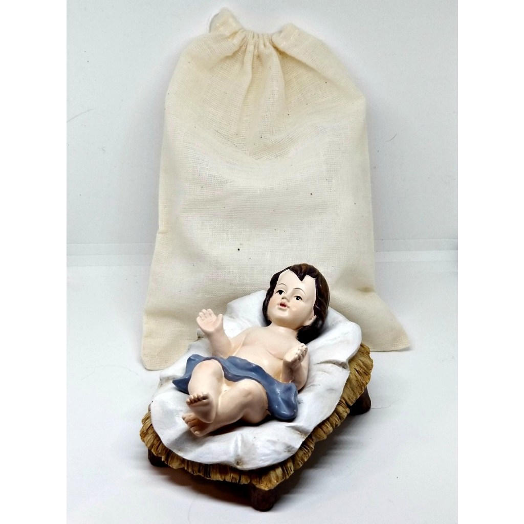 Two-Piece Christ Child in Manger - with drawstring bag
