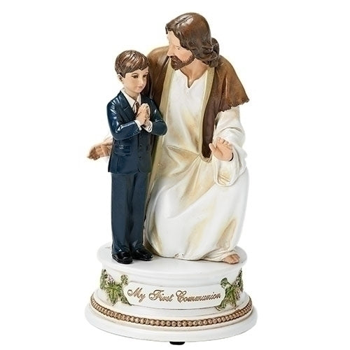 Jesus with Praying Boy (Holy Communion), Musical,  plays "The Lord's Prayer"  #62308