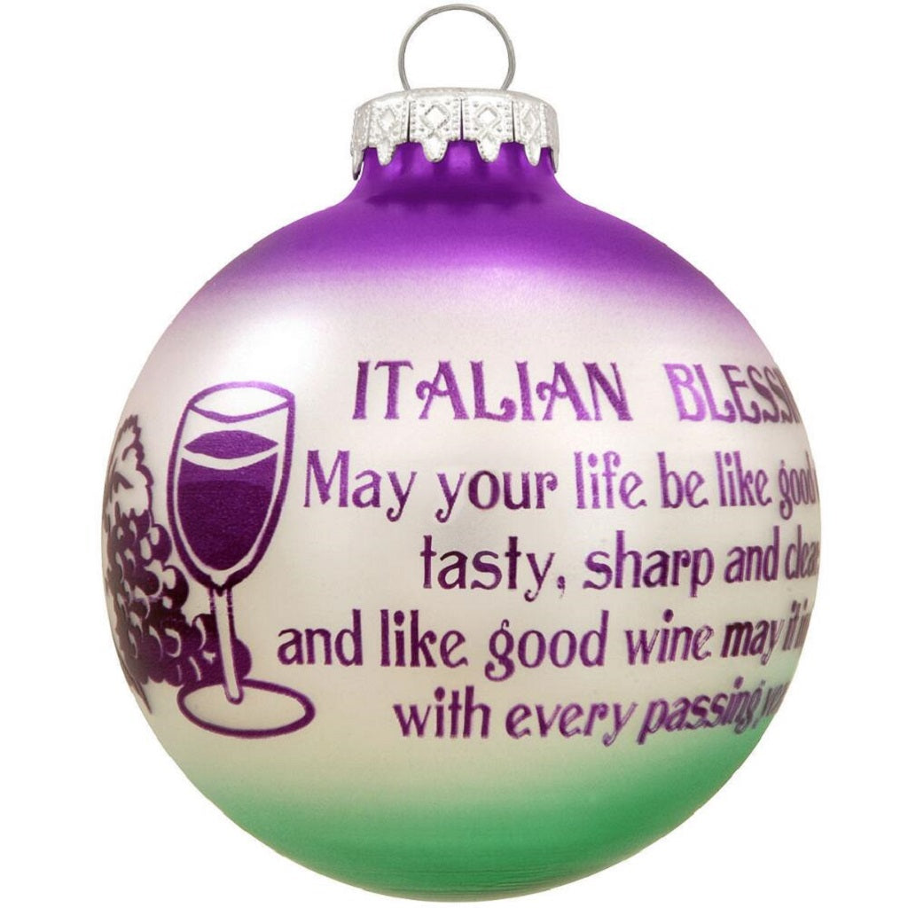 Italian Blessing Wine Glass Ornament