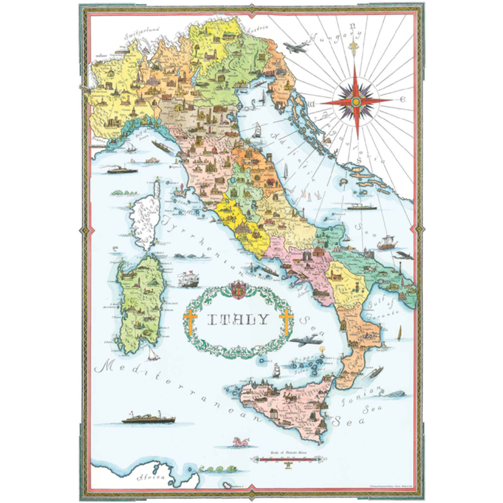 Vintage Map of Italy Poster - Made in Italy